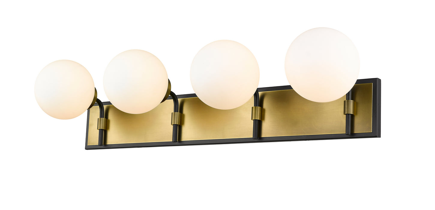 Z-Lite 477-4V-MB-OBR Four Light Vanity, Matte Black + Olde Brass