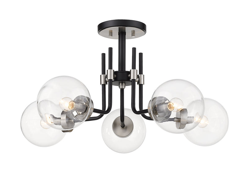 Z-Lite 477-5SF-MB-BN Five Light Semi Flush Mount, Matte Black + Brushed Nickel
