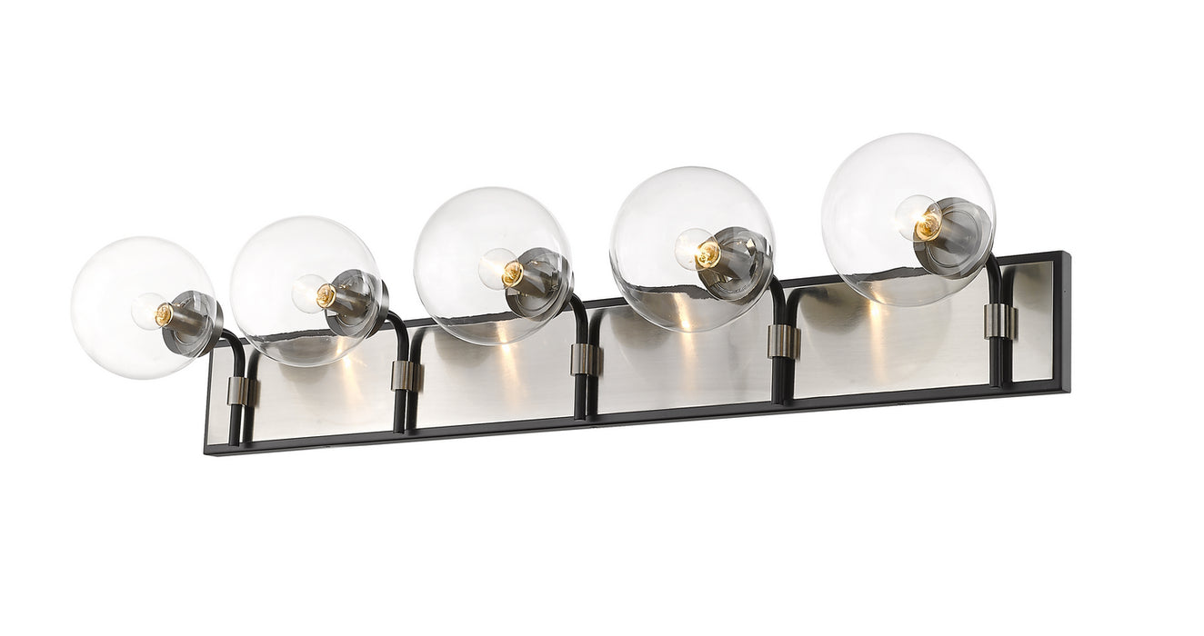 Z-Lite 477-5V-MB-BN Five Light Vanity, Matte Black + Brushed Nickel