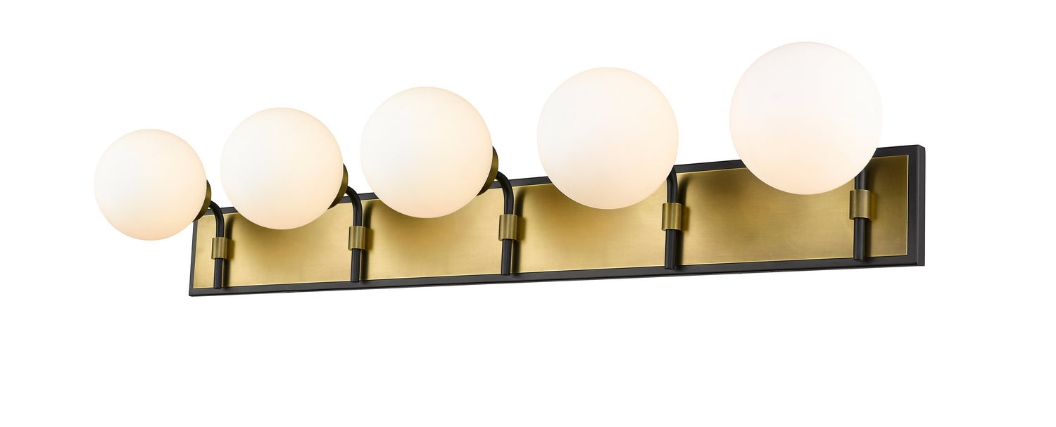 Z-Lite 477-5V-MB-OBR Five Light Vanity, Matte Black + Olde Brass