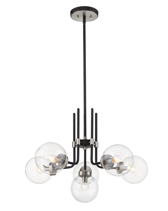 Z-Lite 477-6MB-BN Six Light Chandelier, Matte Black + Brushed Nickel