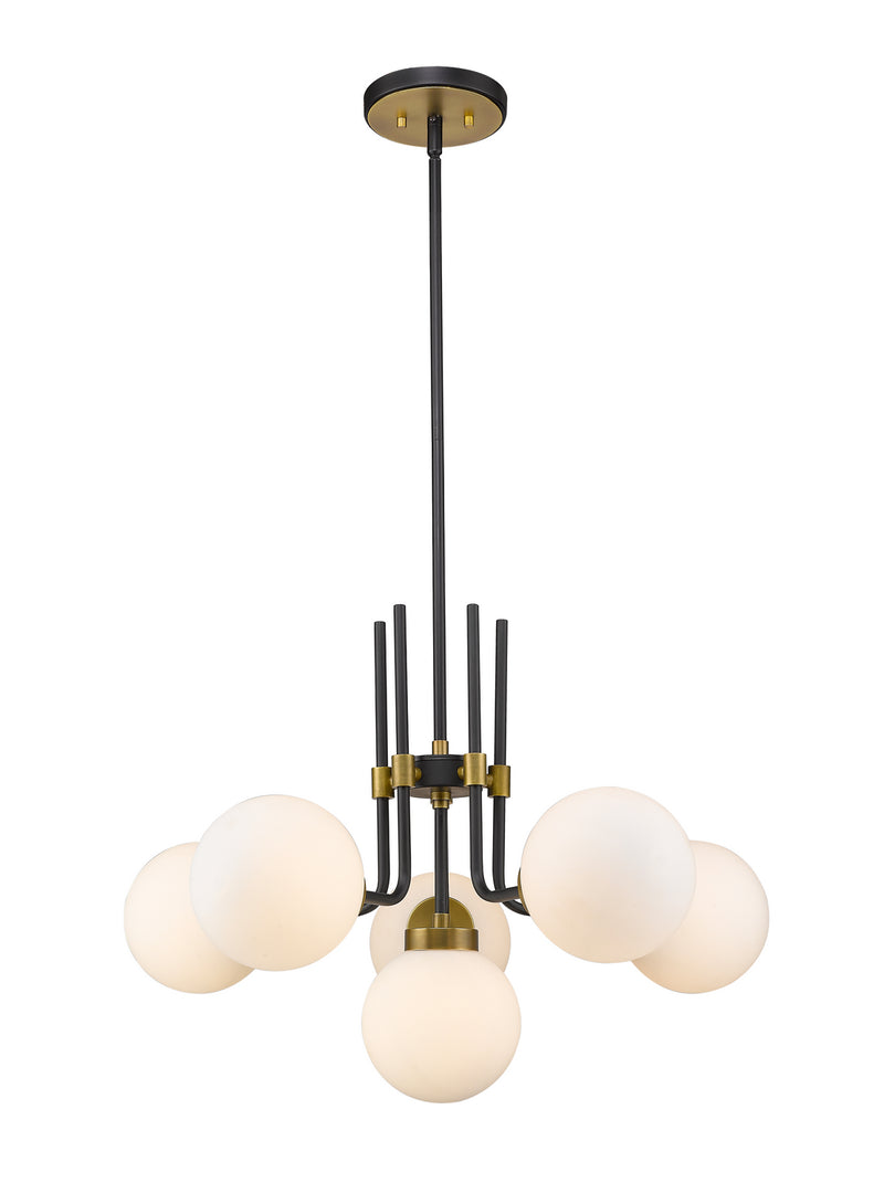 Z-Lite 477-6MB-OBR Six Light Chandelier, Matte Black + Olde Brass