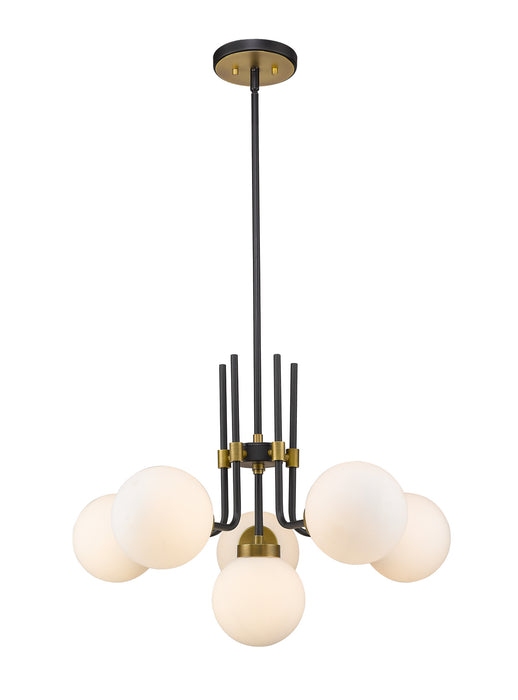 Z-Lite 477-6MB-OBR Six Light Chandelier, Matte Black + Olde Brass