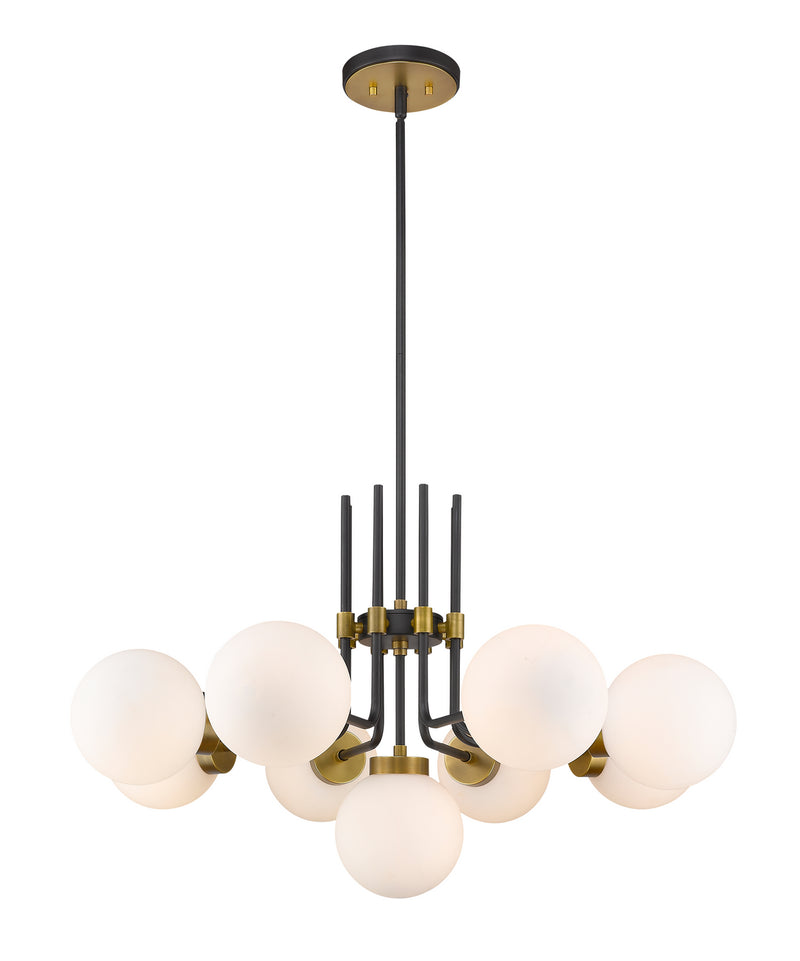 Z-Lite 477-9MB-OBR Nine Light Chandelier, Matte Black + Olde Brass