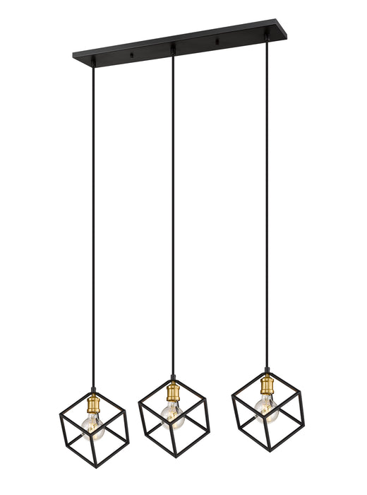 Z-Lite 478-3L-BRZ-OBR Three Light Linear Chandelier, Bronze + Olde Brass