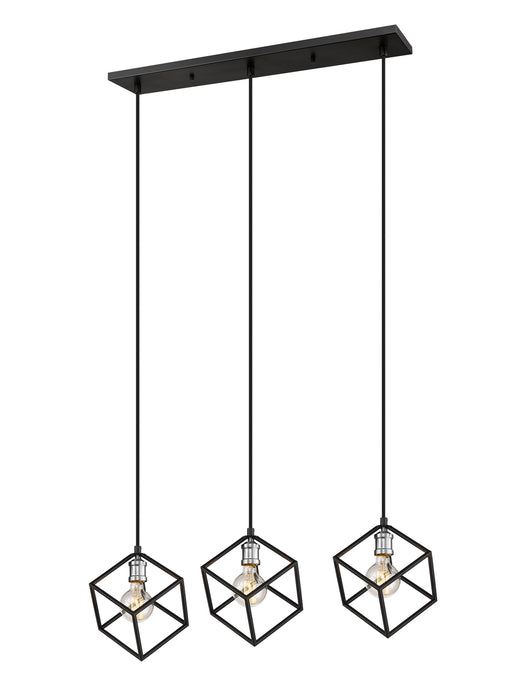 Z-Lite 478-3L-MB-BN Three Light Linear Chandelier, Matte Black + Brushed Nickel