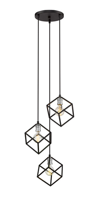 Z-Lite 478-3MB-BN Three Light Chandelier, Matte Black + Brushed Nickel