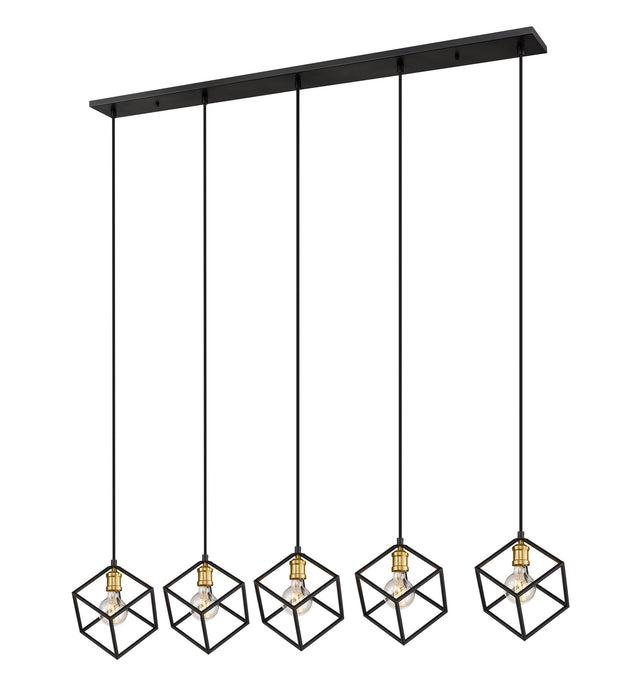Z-Lite 478-5L-BRZ-OBR Five Light Linear Chandelier, Bronze + Olde Brass
