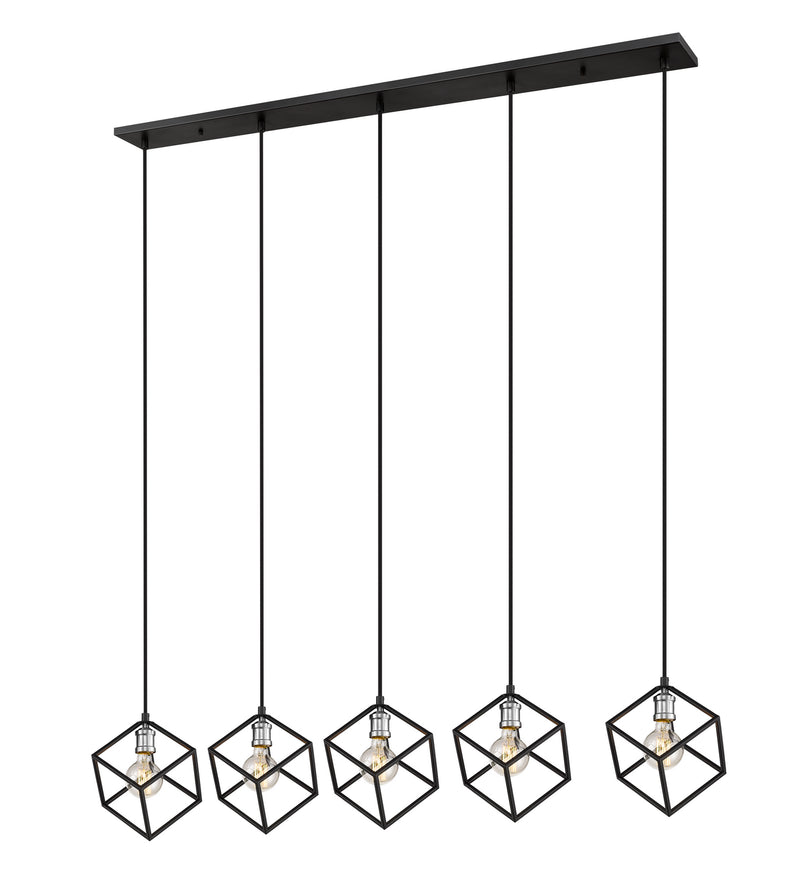 Z-Lite 478-5L-MB-BN Five Light Linear Chandelier, Matte Black + Brushed Nickel