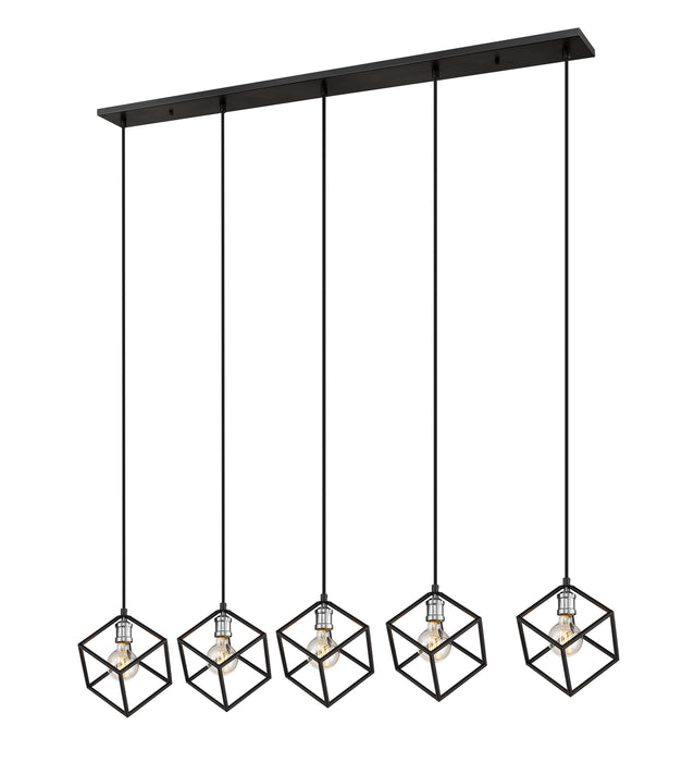 Z-Lite 478-5L-MB-BN Five Light Linear Chandelier, Matte Black + Brushed Nickel