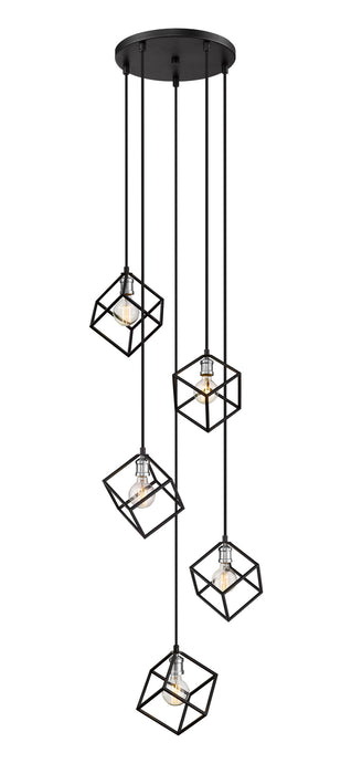 Z-Lite 478-5MB-BN Five Light Chandelier, Matte Black + Brushed Nickel