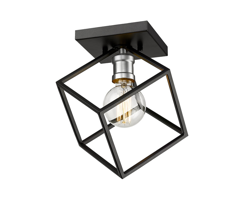 Z-Lite 478F-MB-BN One Light Flush Mount, Matte Black + Brushed Nickel