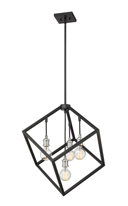 Z-Lite 478P24-MB-BN Four Light Chandelier, Matte Black + Brushed Nickel