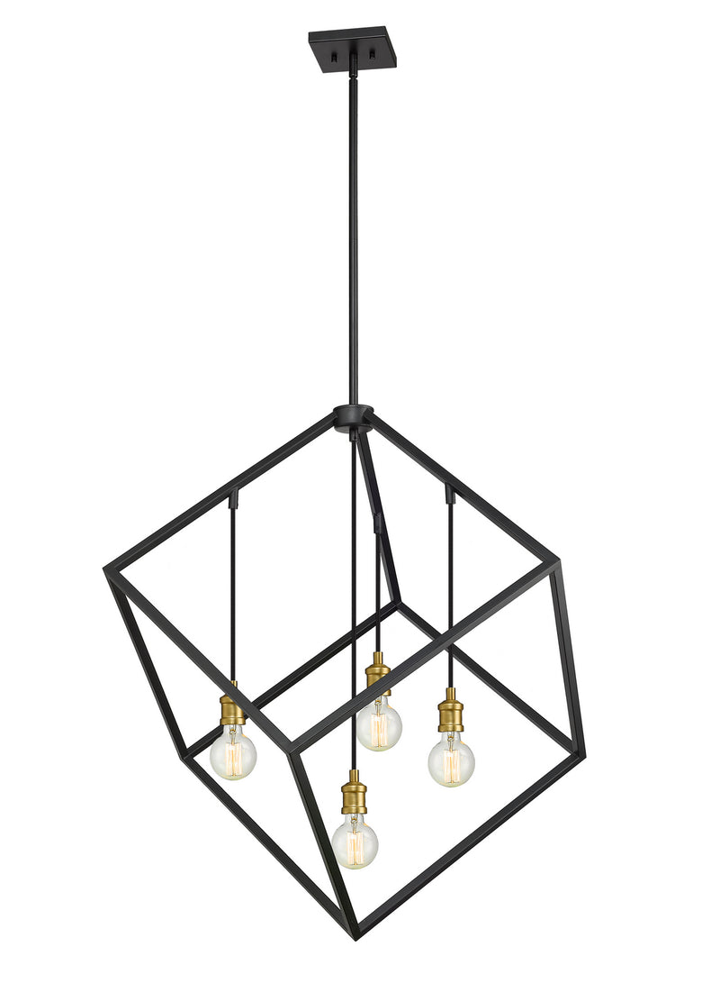 Z-Lite 478P34-BRZ-OBR Four Light Chandelier, Bronze + Olde Brass