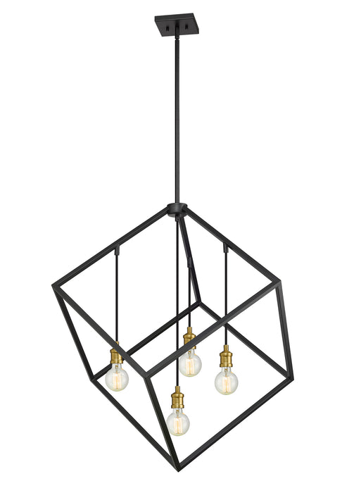 Z-Lite 478P34-BRZ-OBR Four Light Chandelier, Bronze + Olde Brass