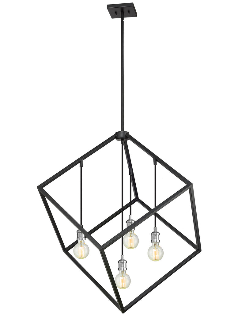 Z-Lite 478P34-MB-BN Four Light Chandelier, Matte Black + Brushed Nickel