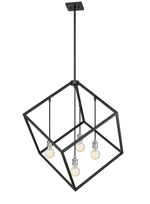 Z-Lite 478P34-MB-BN Four Light Chandelier, Matte Black + Brushed Nickel