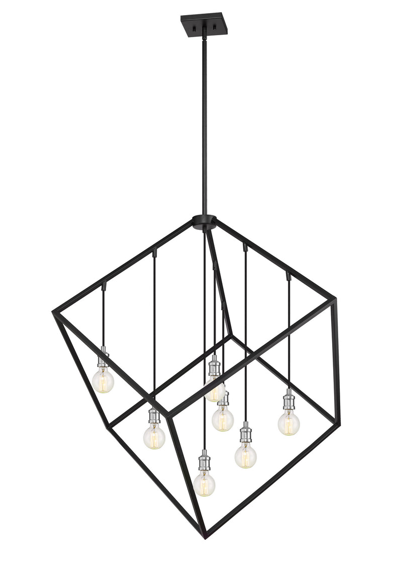 Z-Lite 478P44-MB-BN Seven Light Chandelier, Matte Black + Brushed Nickel