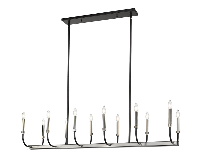 Z-Lite 479-12L-MB-BN 12 Light Linear Chandelier, Matte Black + Brushed Nickel
