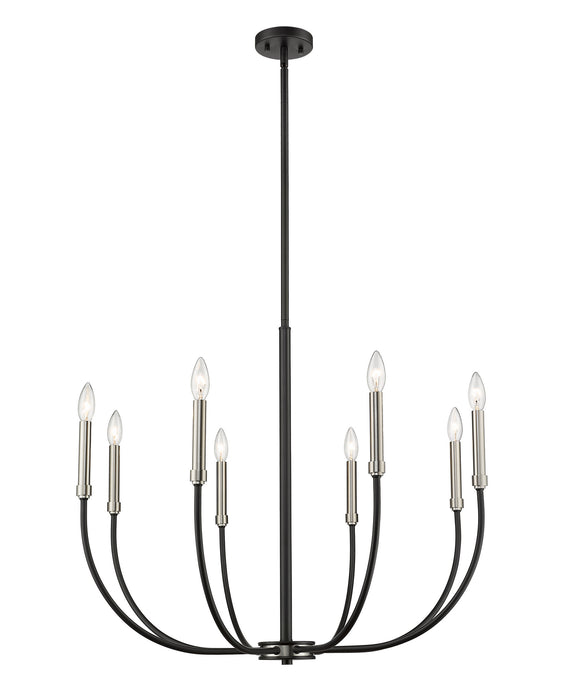 Z-Lite 479-8MB-BN Eight Light Chandelier, Matte Black + Brushed Nickel