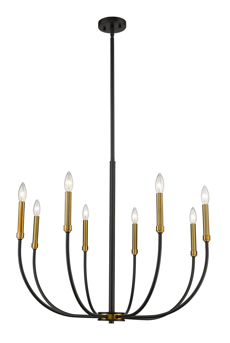 Z-Lite 479-8MB-OBR Eight Light Chandelier, Matte Black + Olde Brass
