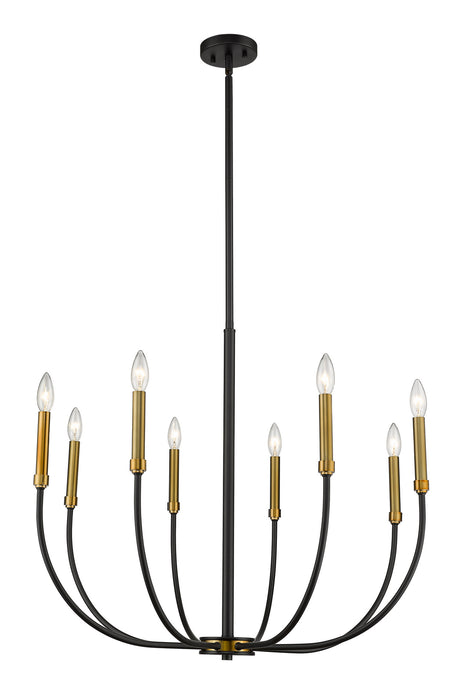 Z-Lite 479-8MB-OBR Eight Light Chandelier, Matte Black + Olde Brass