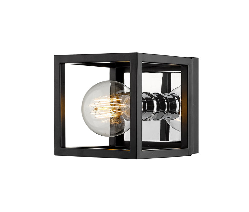 Z-Lite 480-1S-MB-CH One Light Wall Sconce, Matte Black + Chrome