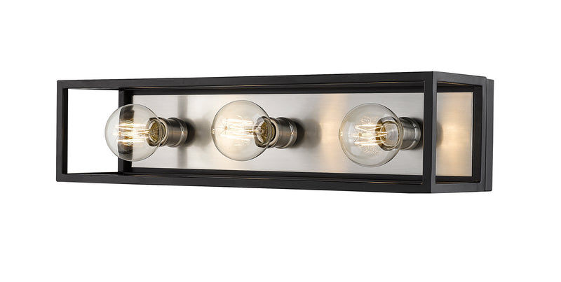Z-Lite 480-3V-MB-BN Three Light Vanity, Matte Black + Brushed Nickel