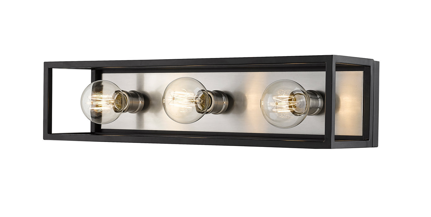 Z-Lite 480-3V-MB-BN Three Light Vanity, Matte Black + Brushed Nickel