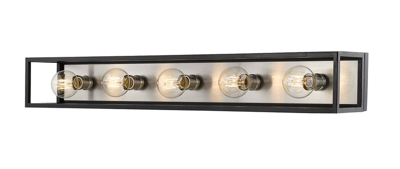 Z-Lite 480-5V-MB-BN Five Light Vanity, Matte Black + Brushed Nickel