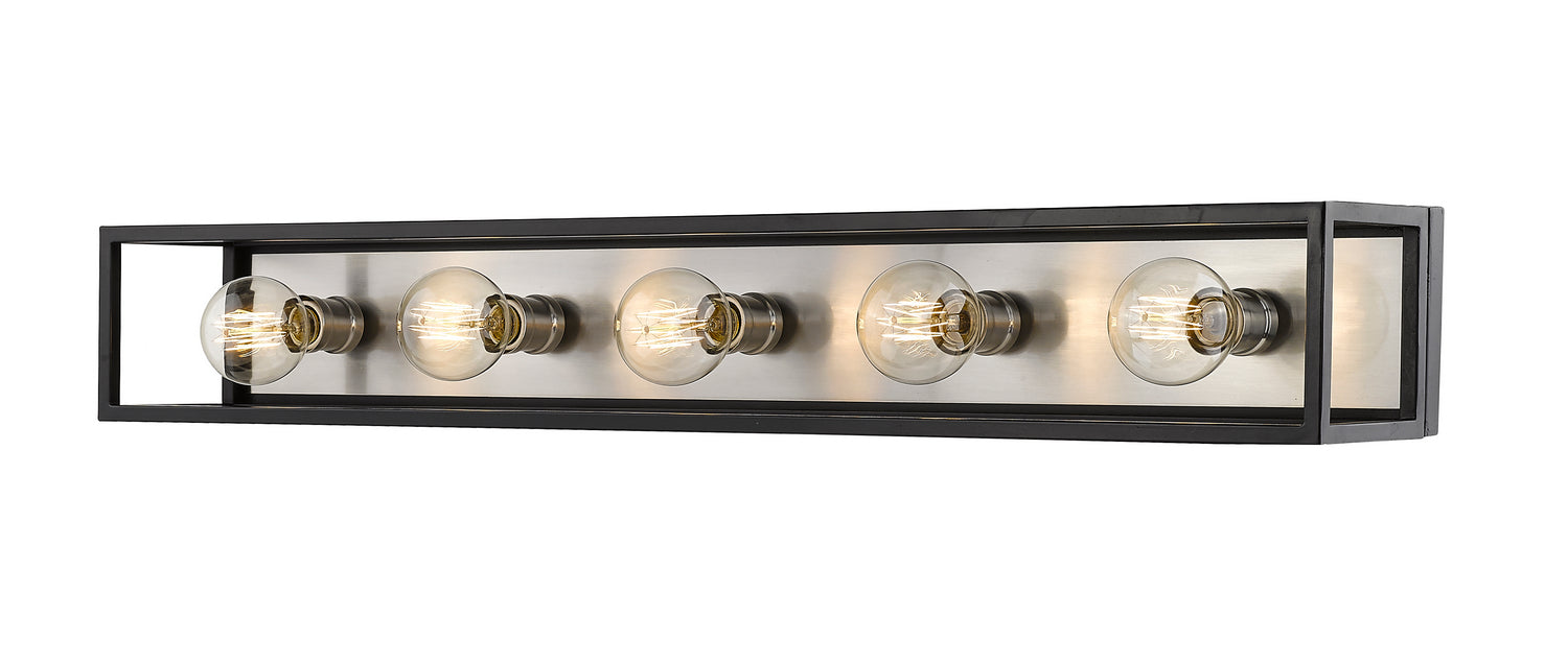 Z-Lite 480-5V-MB-BN Five Light Vanity, Matte Black + Brushed Nickel