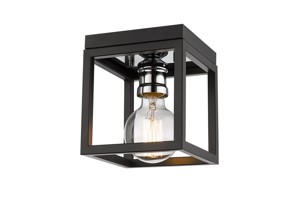 Z-Lite 480F1-MB-CH One Light Flush Mount, Matte Black + Chrome