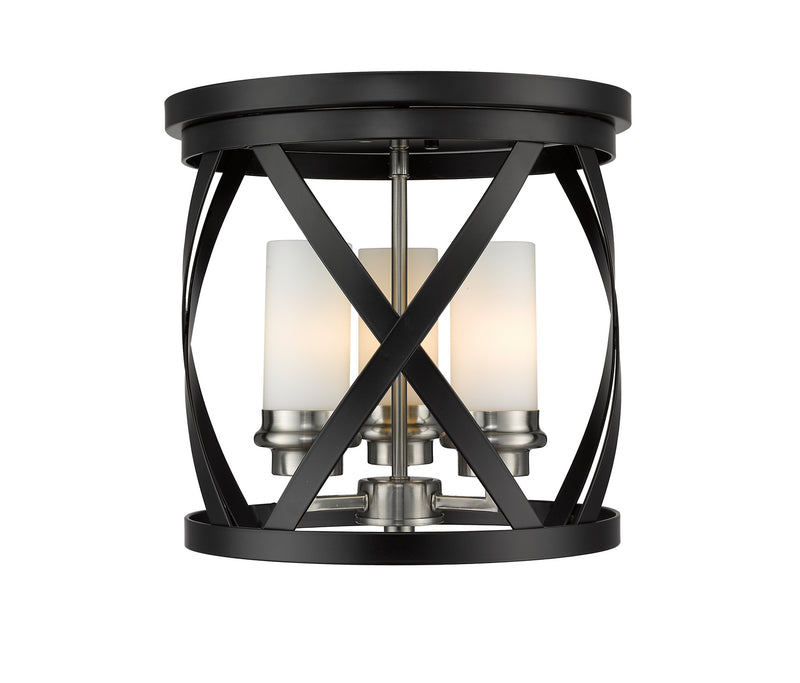 Z-Lite 481F13-MB-BN Three Light Flush Mount, Matte Black + Brushed Nickel