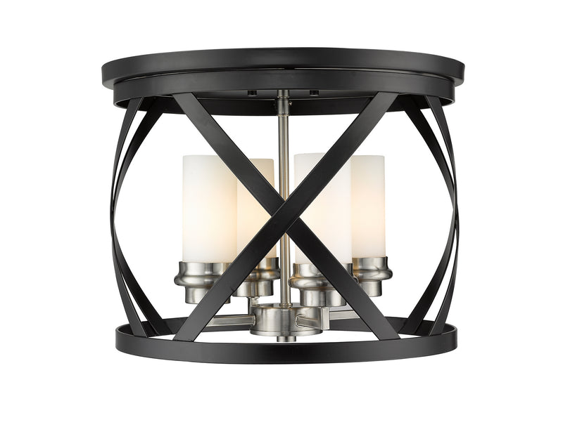 Z-Lite 481F16-MB-BN Four Light Flush Mount, Matte Black + Brushed Nickel