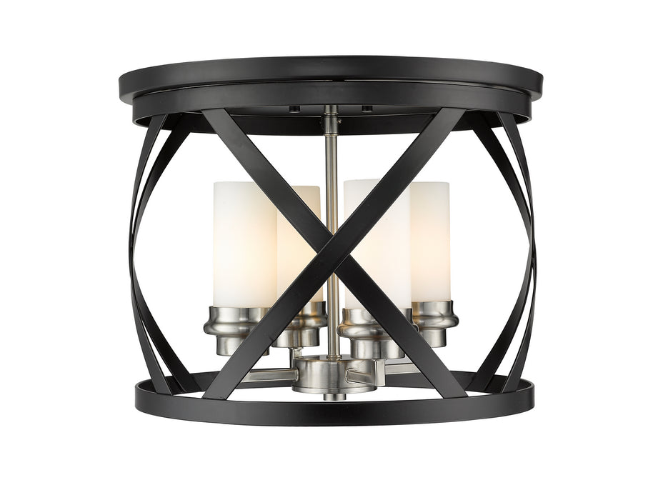 Z-Lite 481F16-MB-BN Four Light Flush Mount, Matte Black + Brushed Nickel
