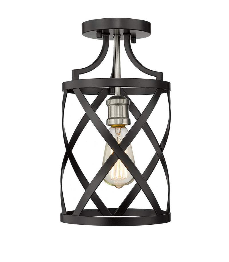 Z-Lite 481F1-MB-BN One Light Flush Mount, Matte Black + Brushed Nickel