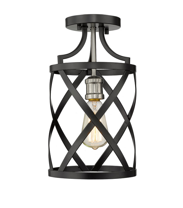 Z-Lite 481F1-MB-BN One Light Flush Mount, Matte Black + Brushed Nickel