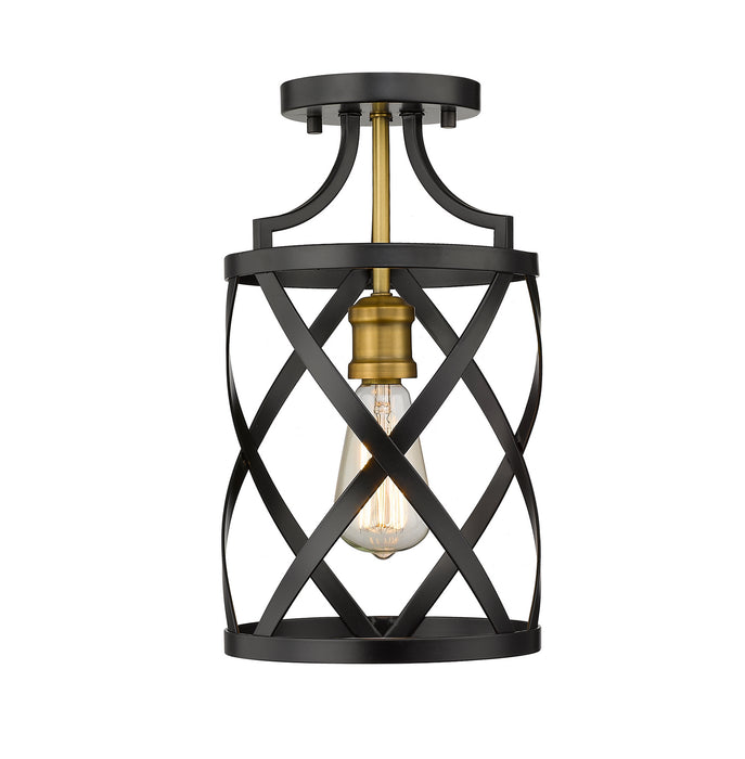 Z-Lite 481F1-MB-OBR One Light Flush Mount, Matte Black + Olde Brass