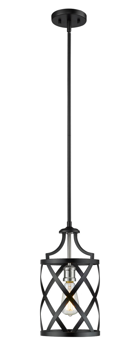 Z-Lite 481MP-MB-BN One Light Pendant, Matte Black + Brushed Nickel
