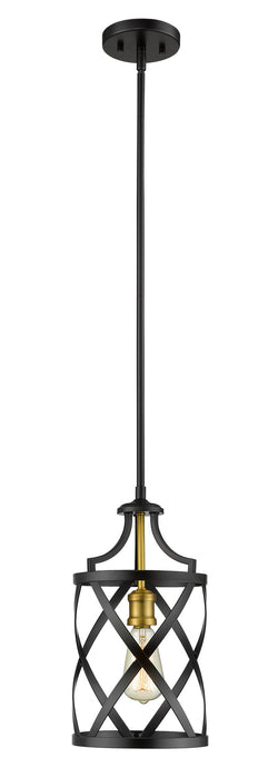 Z-Lite 481MP-MB-OBR One Light Pendant, Matte Black + Olde Brass