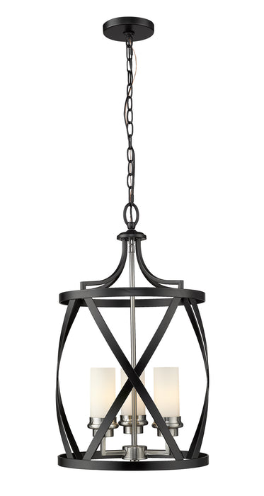 Z-Lite 481P14-MB-BN Three Light Pendant, Matte Black + Brushed Nickel
