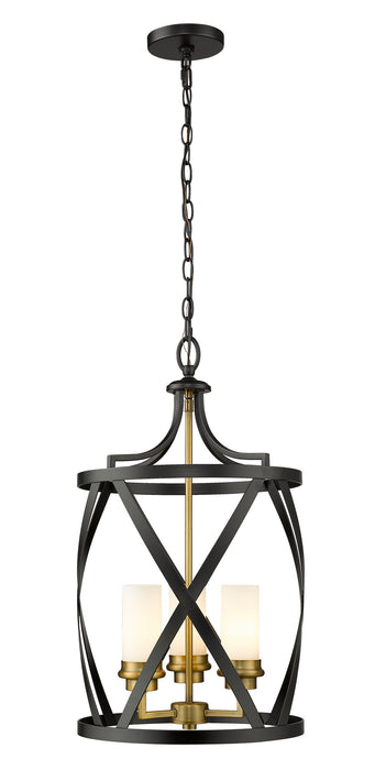 Z-Lite 481P14-MB-OBR Three Light Pendant, Matte Black + Olde Brass