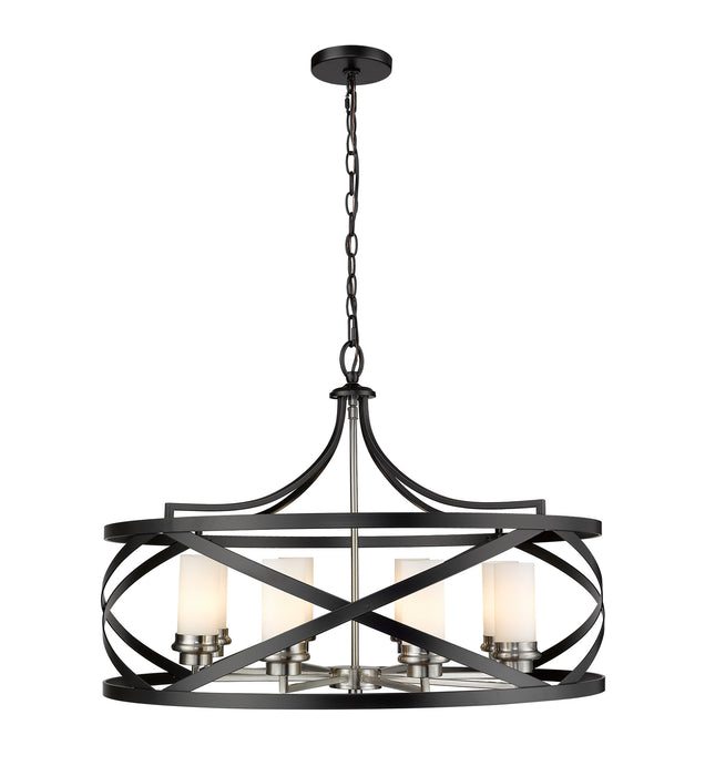 Z-Lite 481P30-MB-BN Eight Light Chandelier, Matte Black + Brushed Nickel