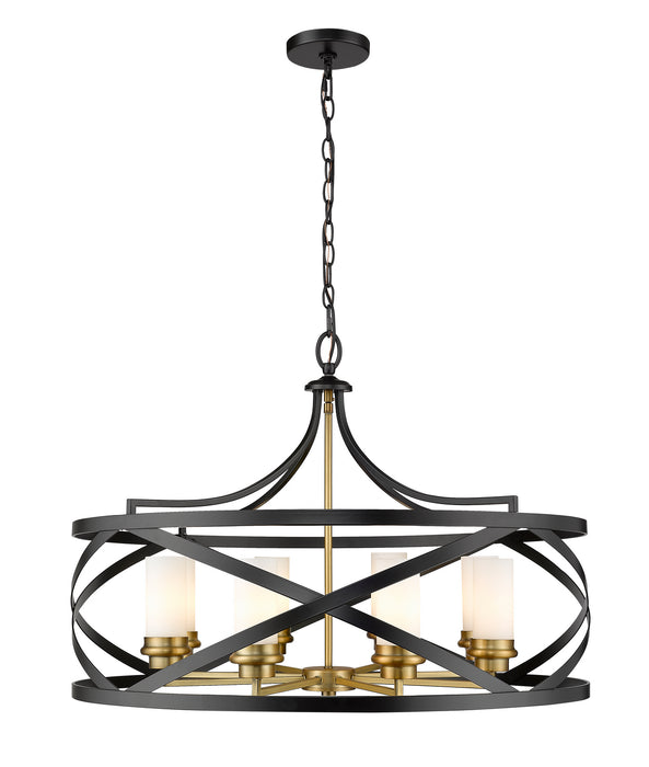 Z-Lite 481P30-MB-OBR Eight Light Chandelier, Matte Black / Olde Brass