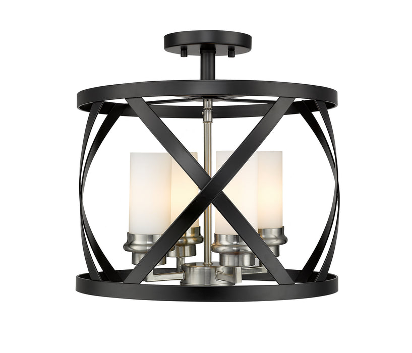 Z-Lite 481SF15-MB-BN Four Light Semi Flush Mount, Matte Black + Brushed Nickel
