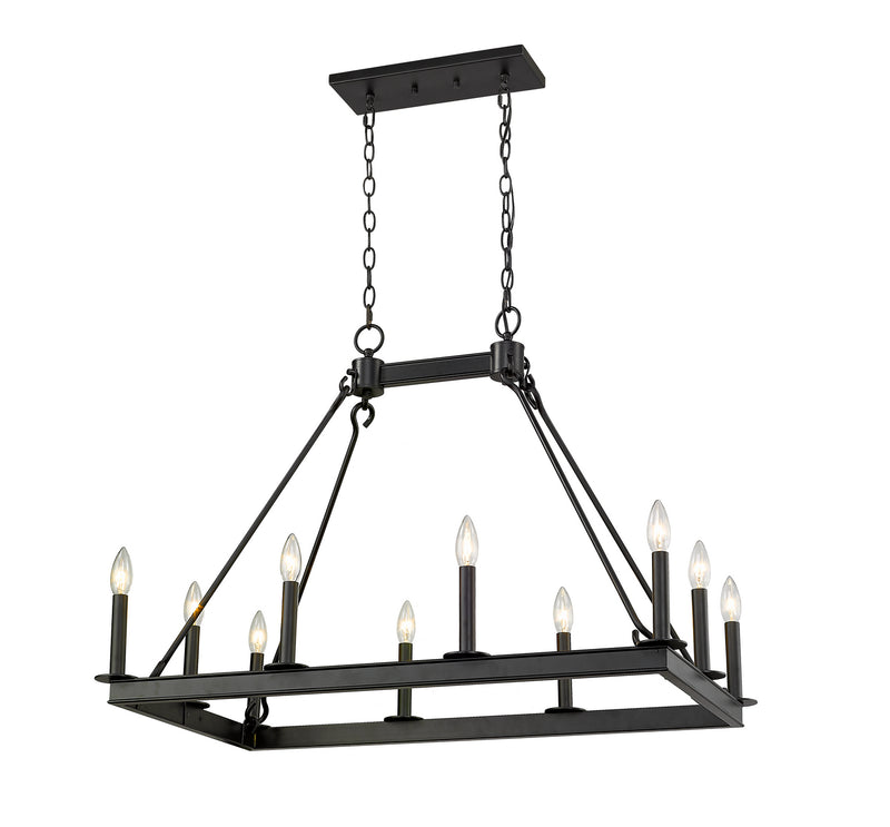 Z-Lite 482-10L-MB Ten Light Linear Chandelier, Matte Black