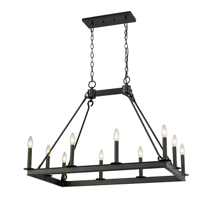 Z-Lite 482-10L-MB Ten Light Linear Chandelier, Matte Black