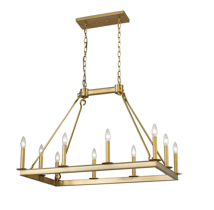 Z-Lite 482-10L-OBR Ten Light Linear Chandelier, Olde Brass