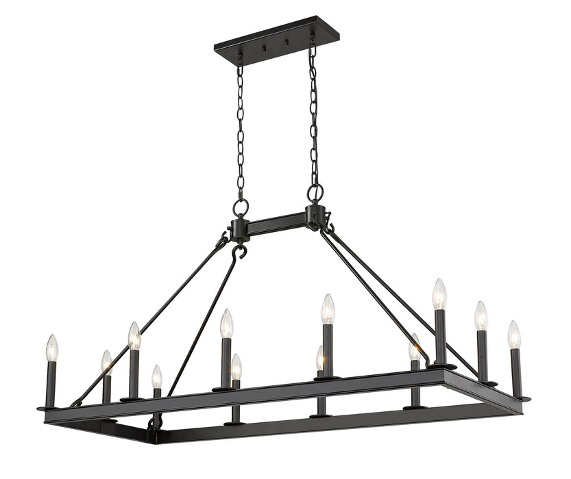 Z-Lite 482-12L-MB 12 Light Linear Chandelier, Matte Black