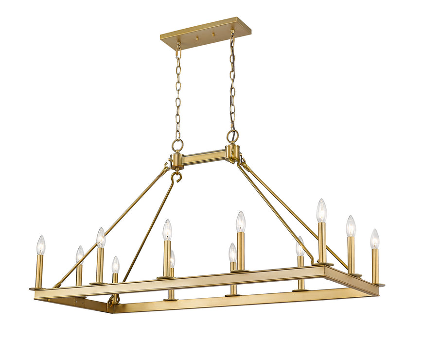 Z-Lite 482-12L-OBR 12 Light Linear Chandelier, Olde Brass
